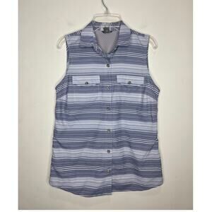 Eddie Bauer blue grey sleeveless button down shirt tank - XS